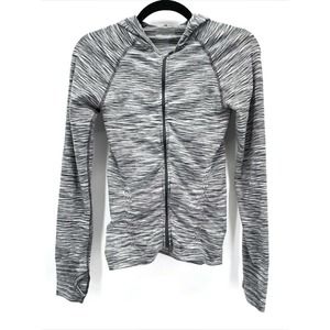 Athleta Gray Space Dye Thumbhole Full Zip Hoodie